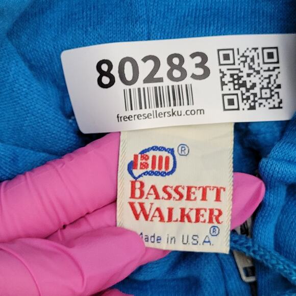 Vintage 90s MOD Blank Zip Hoodie Women Medium 20x21 Blue USA - Picture 6 of 10